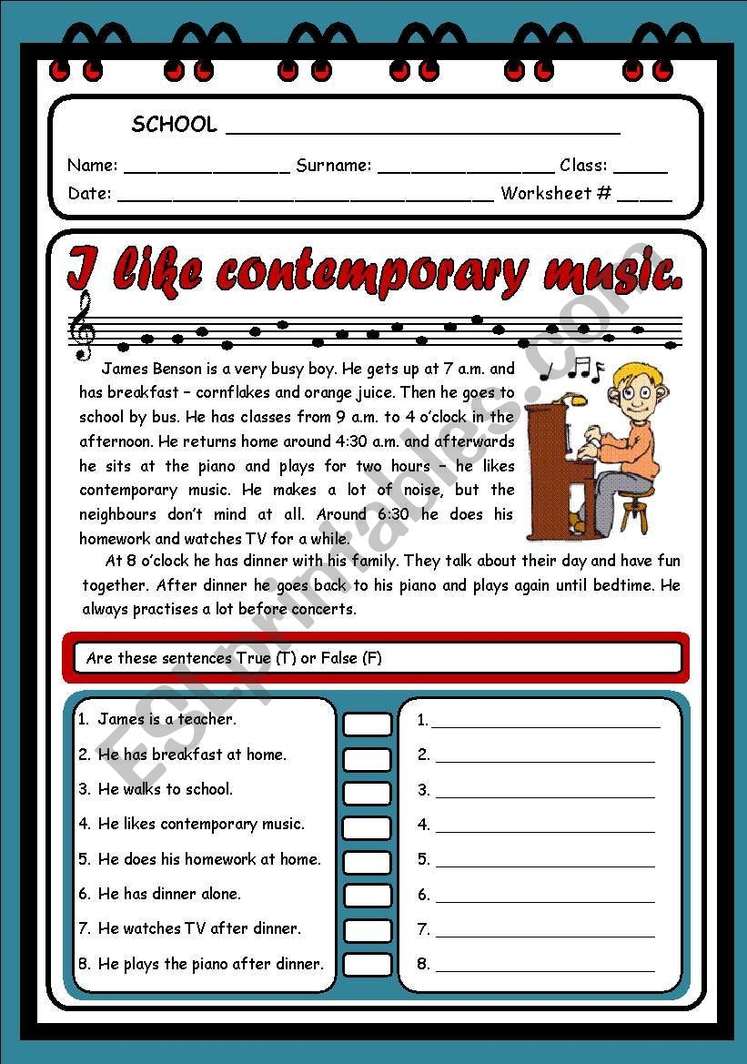 Reading Comprehension Worksheets About Musicians Reading Comprehension Worksheets About Musicians