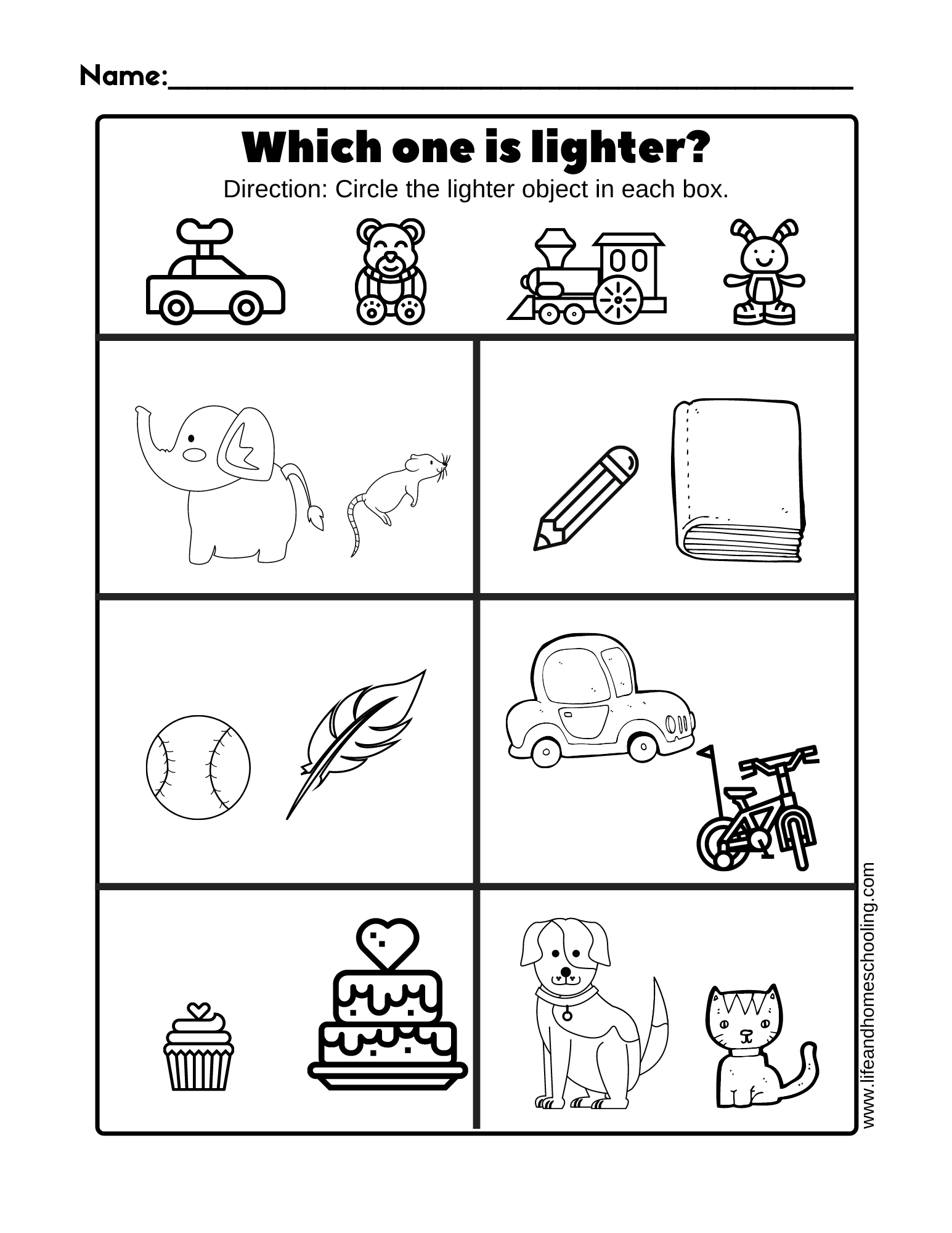 Heavy And Light Worksheet For Preschool Heavy And Light Worksheet For Preschool
