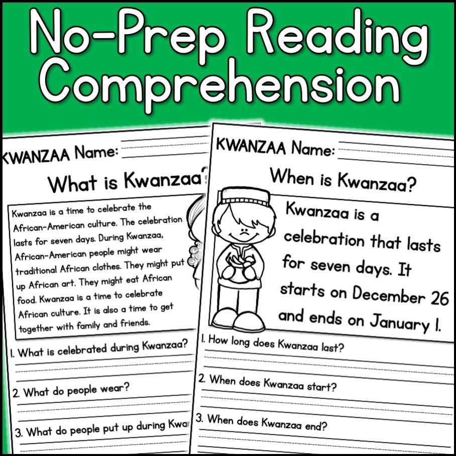 Kwanzaa Reading Comprehension Worksheets