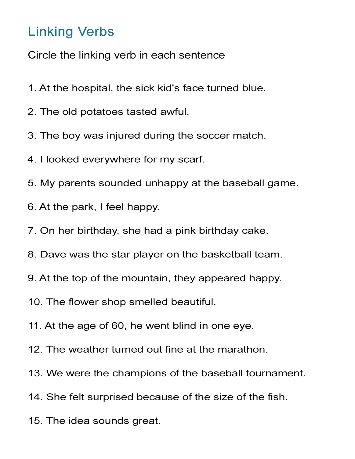 Linking Verbs Grade 4 Free Worksheet Linking Verbs Grade 4 Free Worksheet