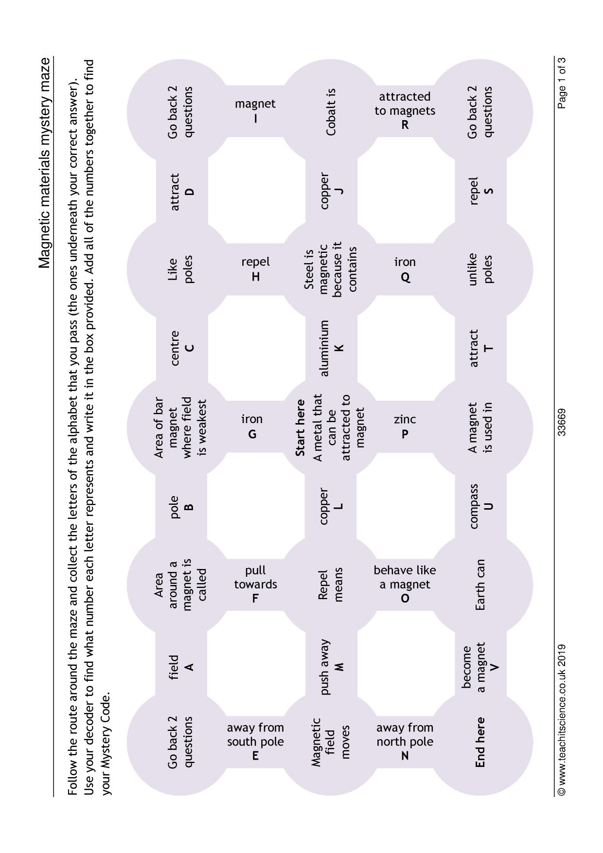 Magnetism Maze Worksheet Answer Key Magnetism Maze Worksheet Answer Key