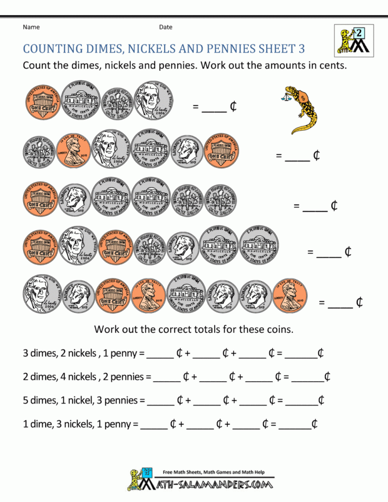 Money Worksheets For 2nd Grade