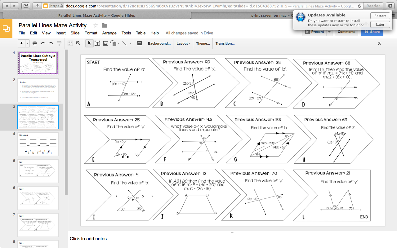 Parallel Lines Cut By A Transversal Maze Worksheet Answer Key Parallel Lines Cut By A Transversal Maze Worksheet Answer Key