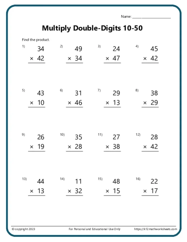 Multiplication Worksheets K12 Math Worksheets
