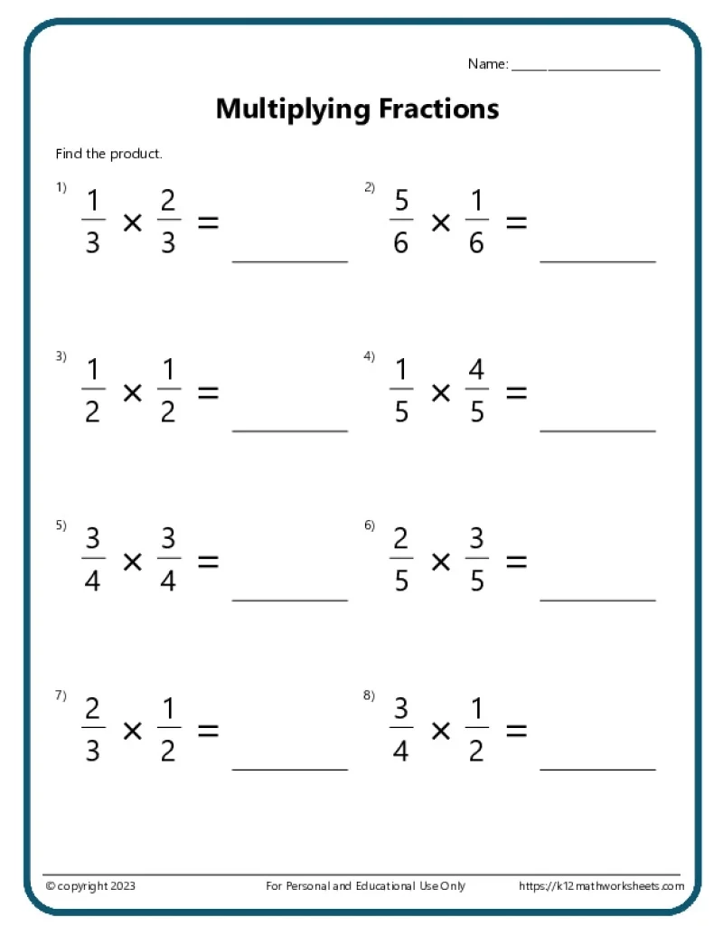 Free Printable Multiplying Fractions Worksheets Free Printable Multiplying Fractions Worksheets
