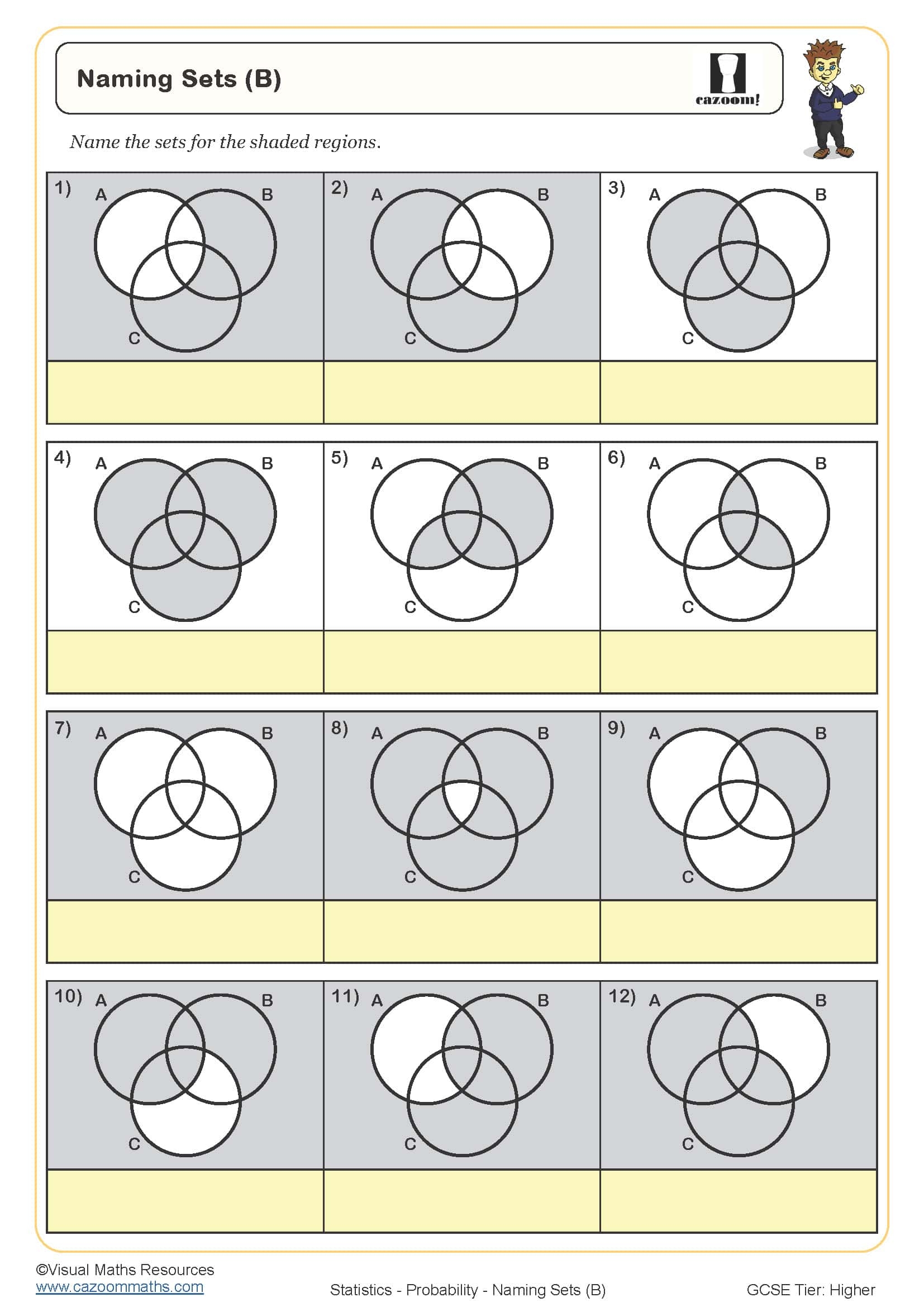 Shading Venn Diagrams Printable Math Worksheets Shading Venn Diagrams Printable Math Worksheets