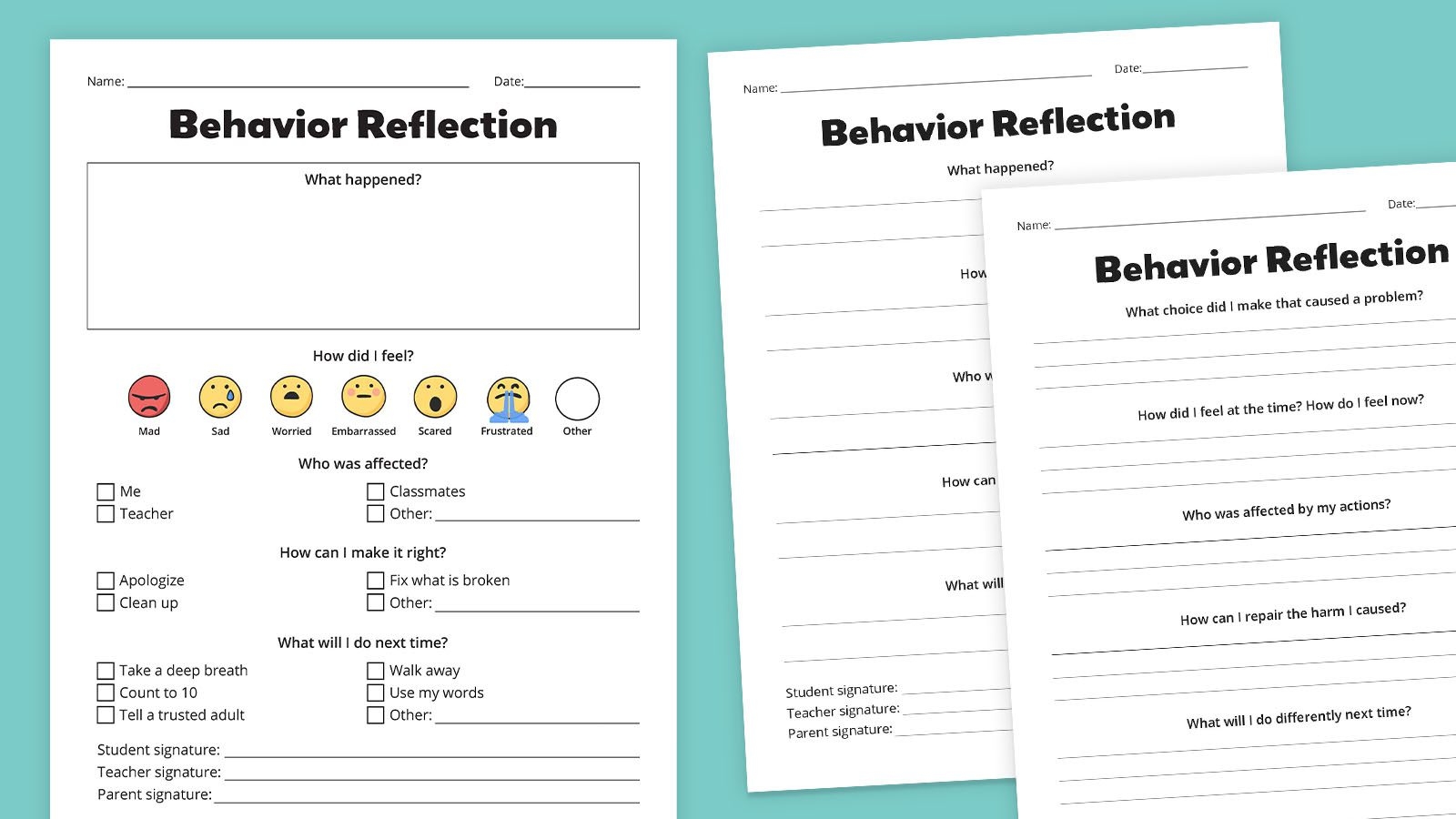Printable Reflection Worksheets Printable Reflection Worksheets