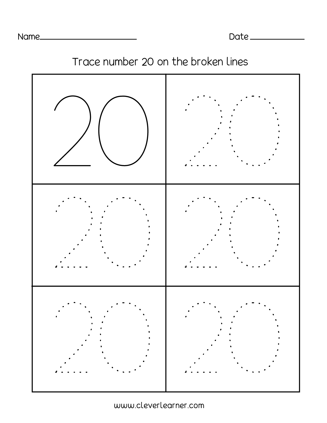 Preschool Number 20 Worksheet Preschool Number 20 Worksheet