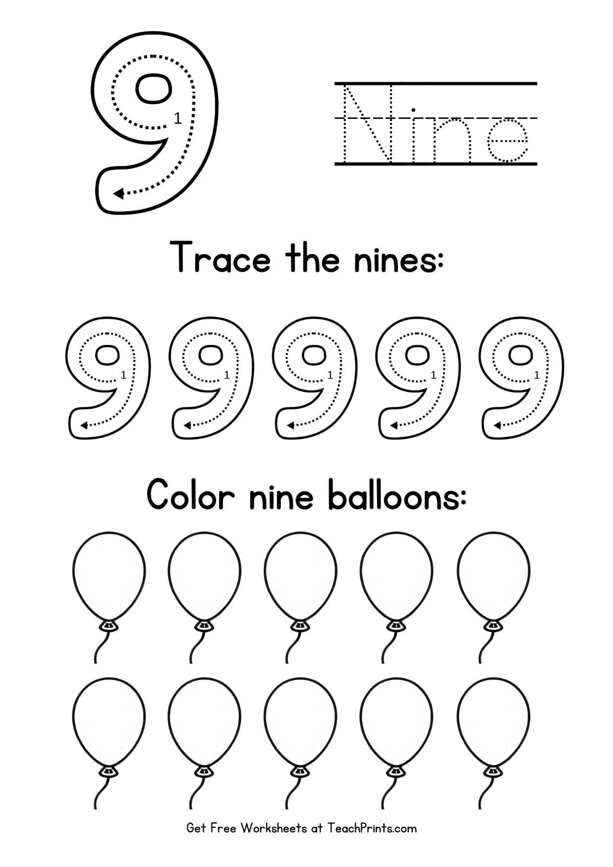 Free Printable Number 9 Tracing Worksheets Free Printable Number 9 Tracing Worksheets