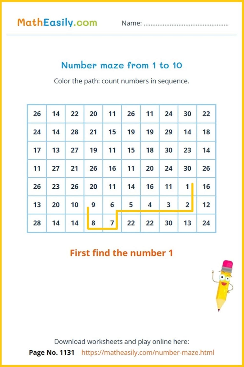 Number Sequence Maze Worksheet Number Sequence Maze Worksheet