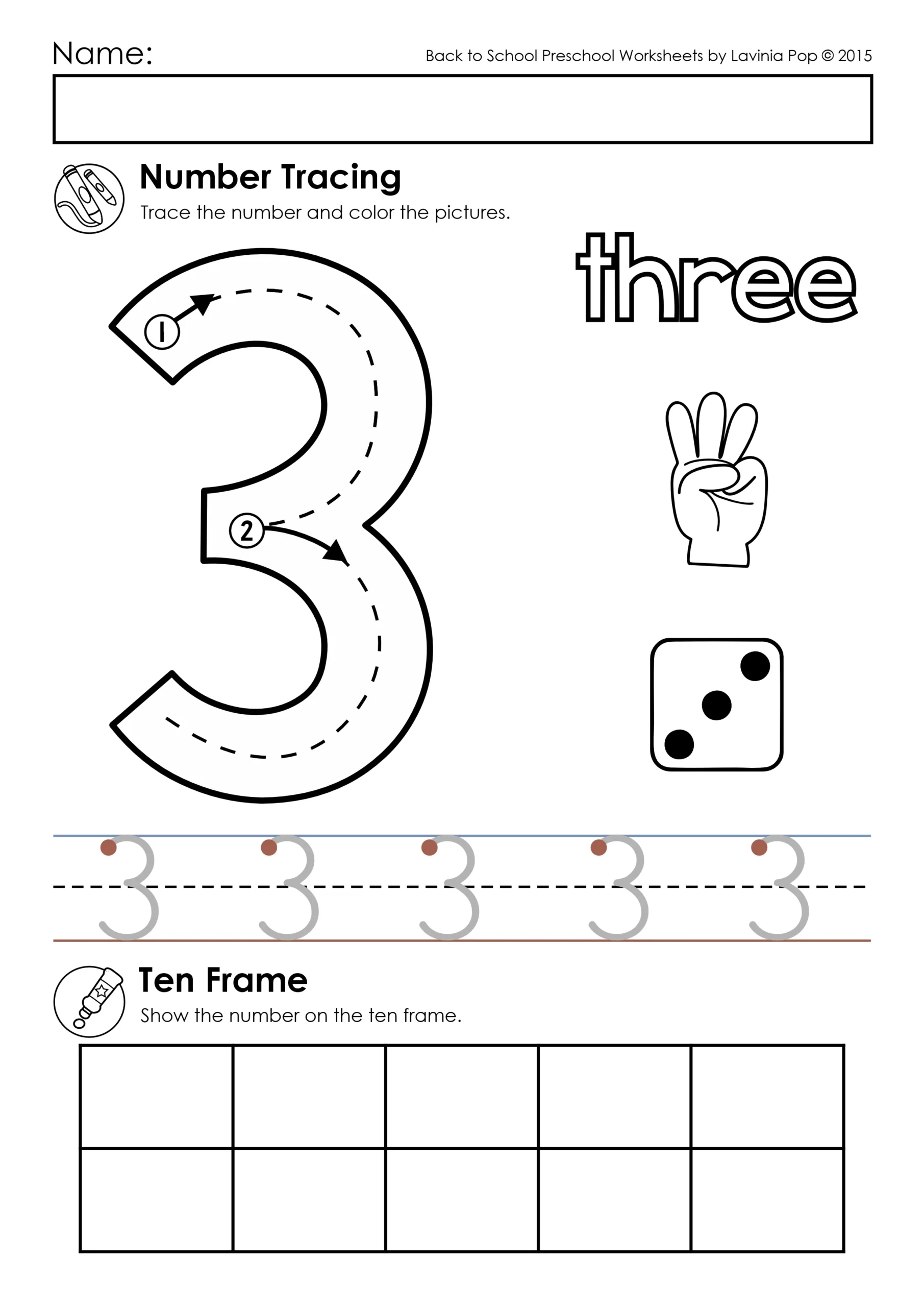 Preschool Worksheets Numbers Tracing
