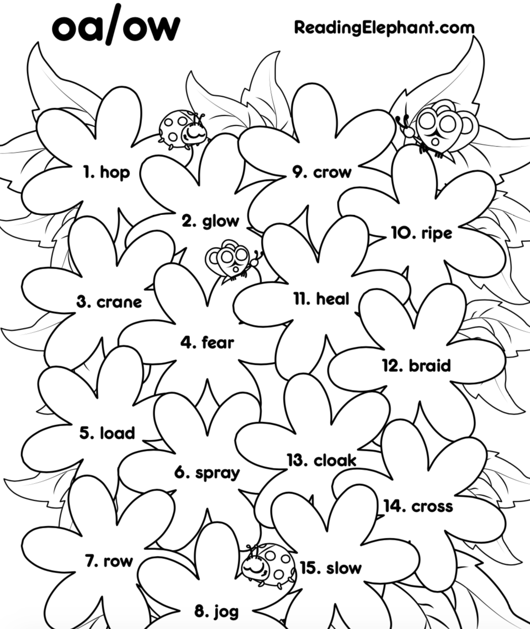 Oa Words Worksheet Printable Free Oa Words Worksheet Printable Free