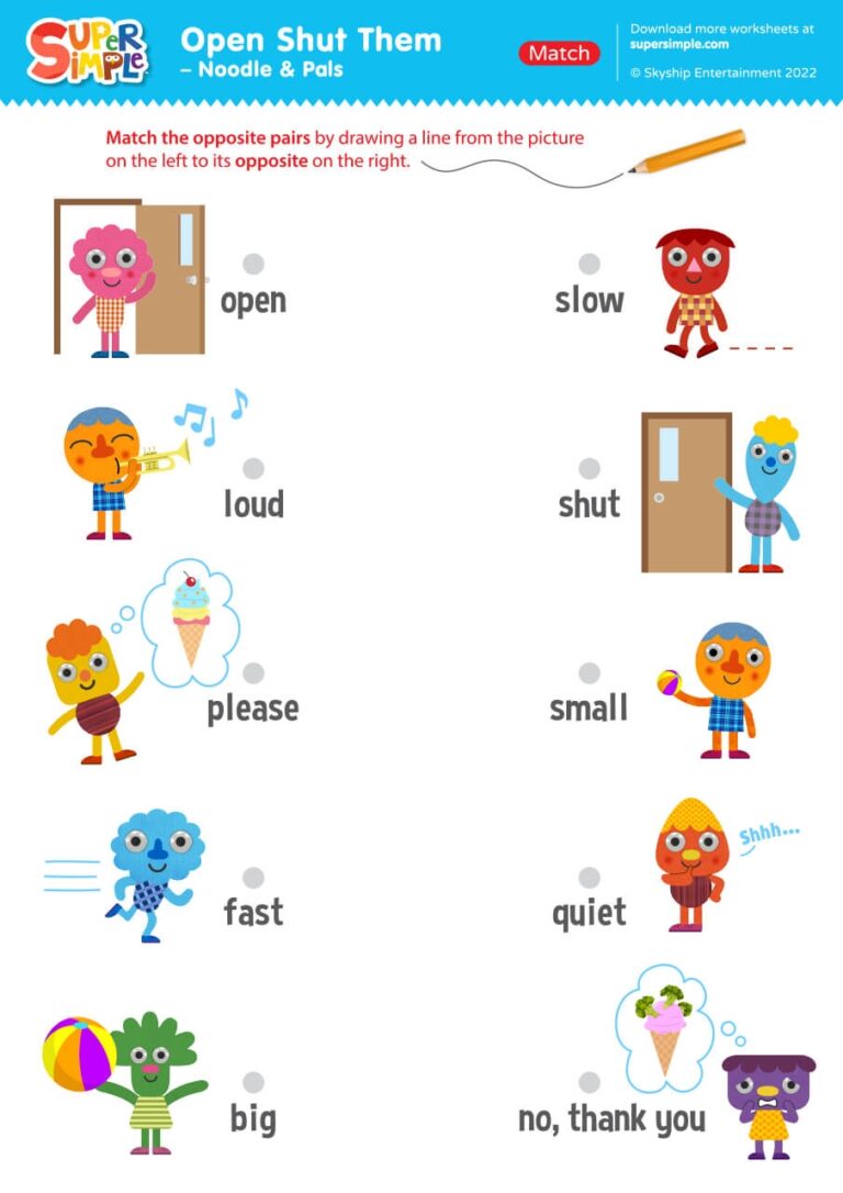 Open Shut Them Worksheet Match Super Simple