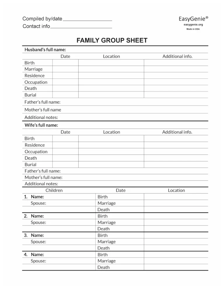 Pedigree Worksheet PDF Set LARGE PRINT Fillable Pedigree Chart Fam EasyGenie