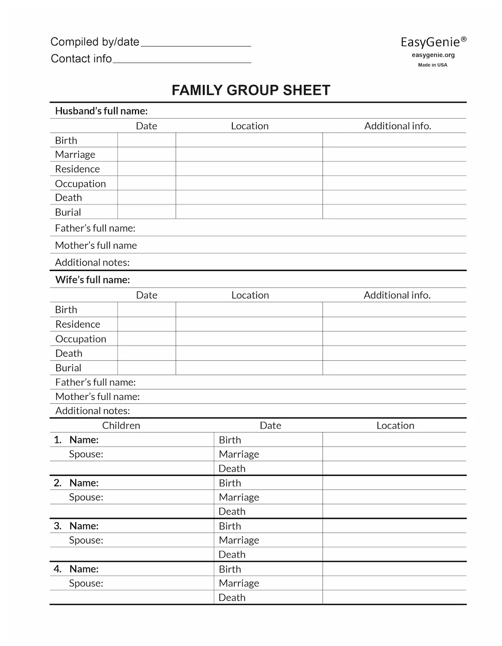 Printable Genealogy Worksheets Printable Genealogy Worksheets