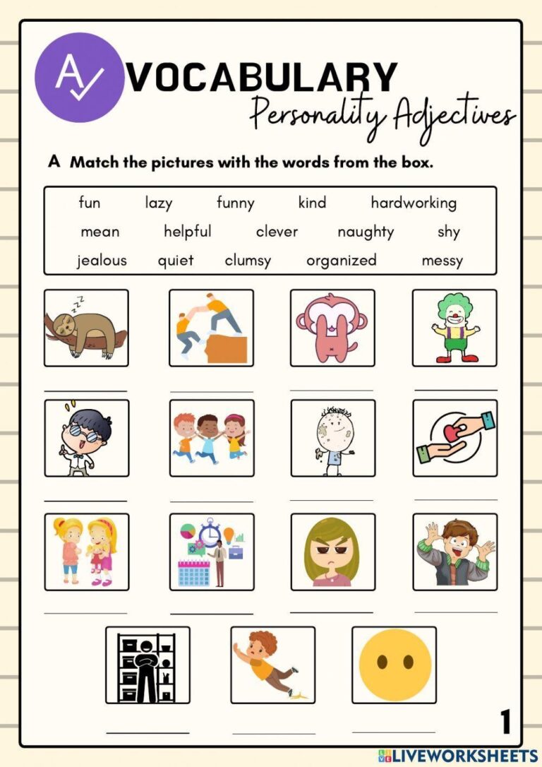 Personality Adj Free Interactive Worksheets 1571984