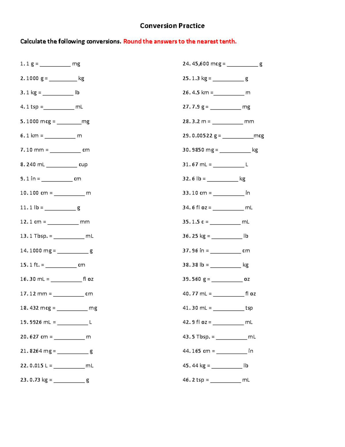Printable Nursing Math Worksheets Printable Nursing Math Worksheets