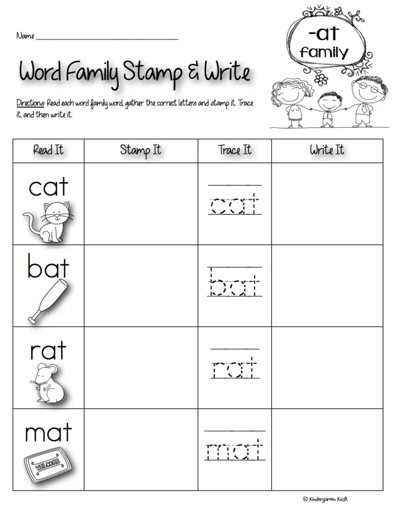 Phonics Prep Word Family Worksheets Kindergarten Kiosk
