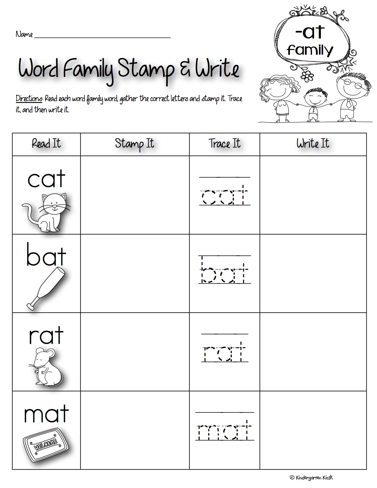 Free Kindergarten Worksheets Word Families Free Kindergarten Worksheets Word Families