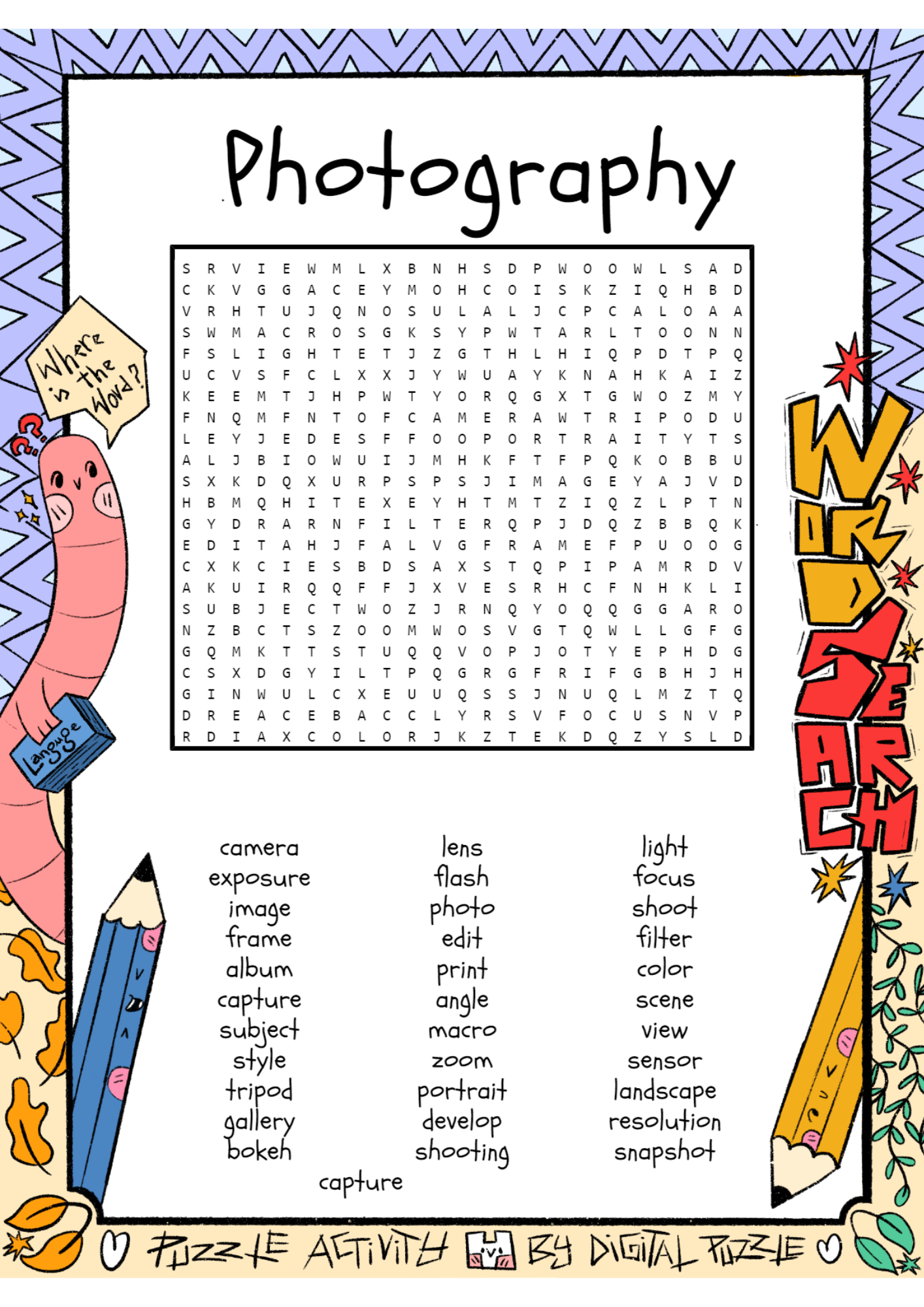 Printable Photography Worksheets For Kids Printable Photography Worksheets For Kids