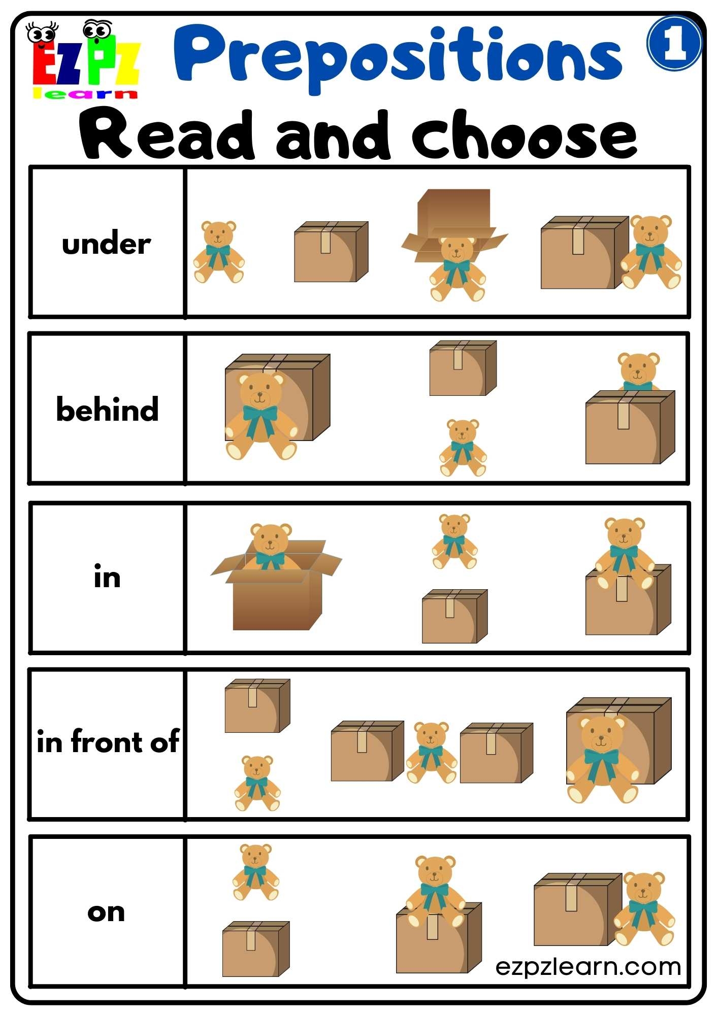 Free Preposition Worksheets For Kindergarten