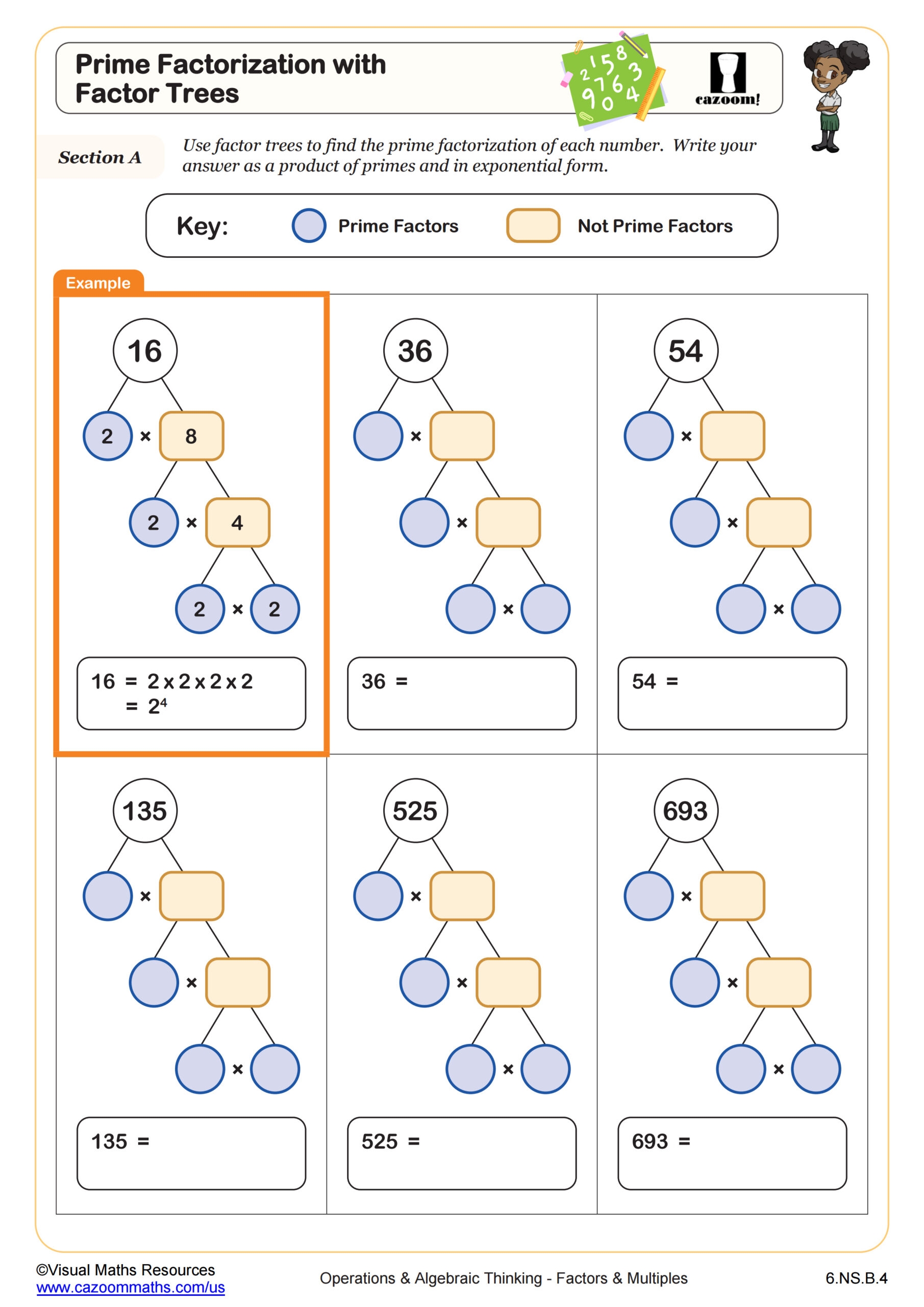 Prime Factorization Worksheet Printable