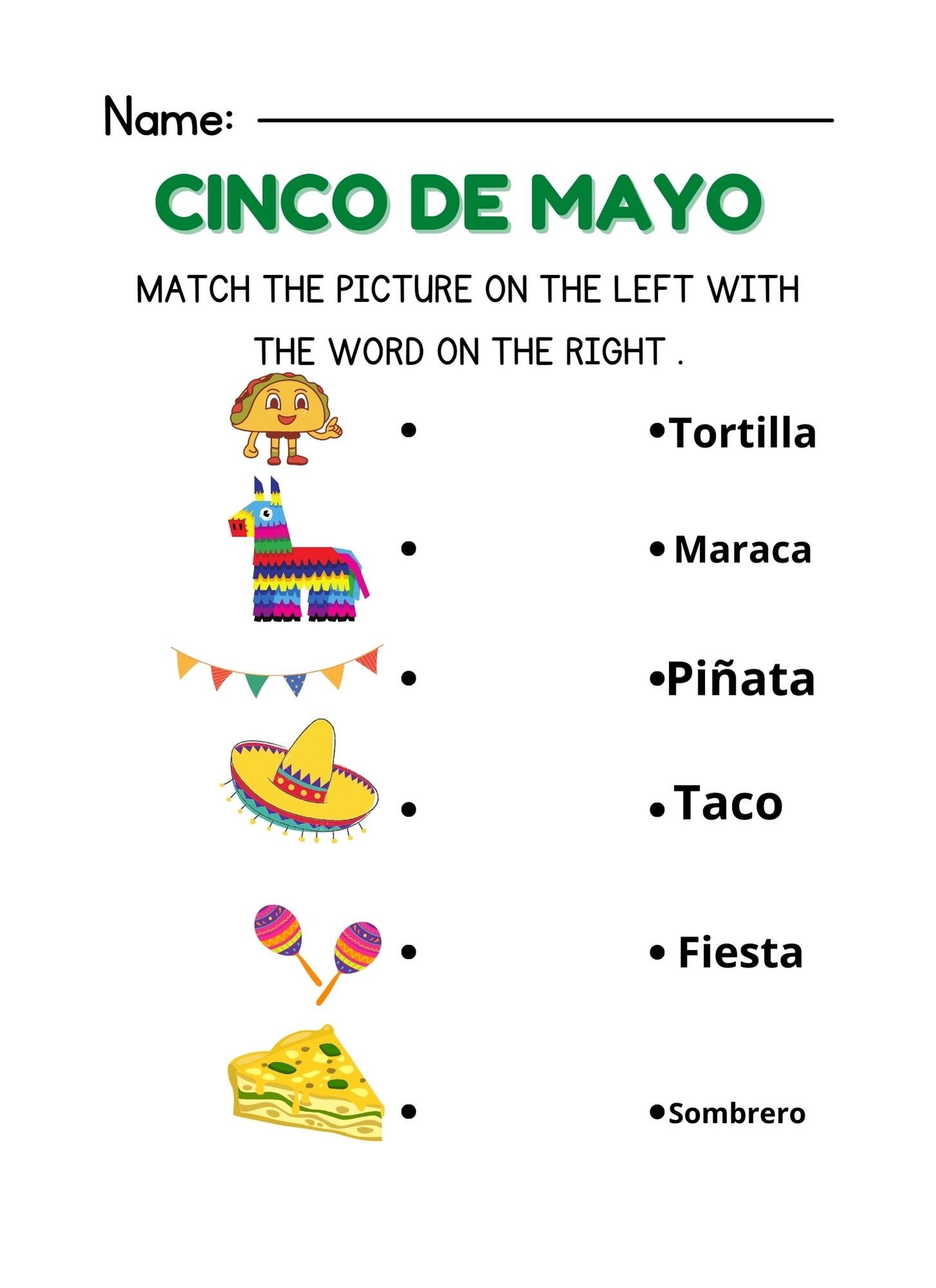 Cinco De Mayo Preschool Worksheet Cinco De Mayo Preschool Worksheet
