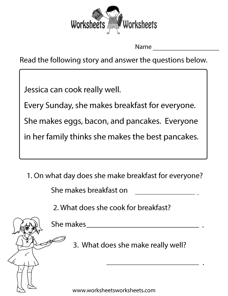 Reading Comprehension Evaluation Worksheet Reading Comprehension Evaluation Worksheet