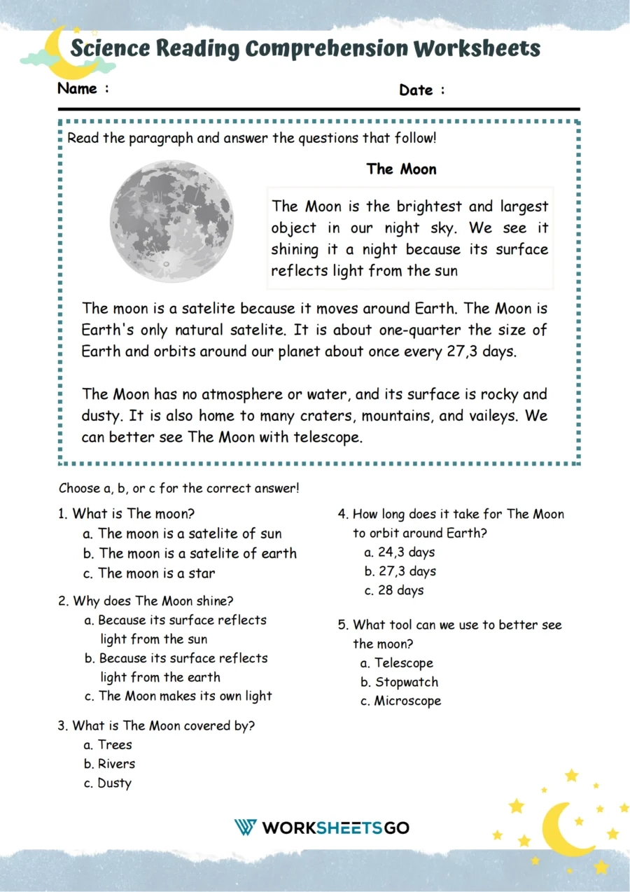 Scientific Reading Comprehension Worksheets