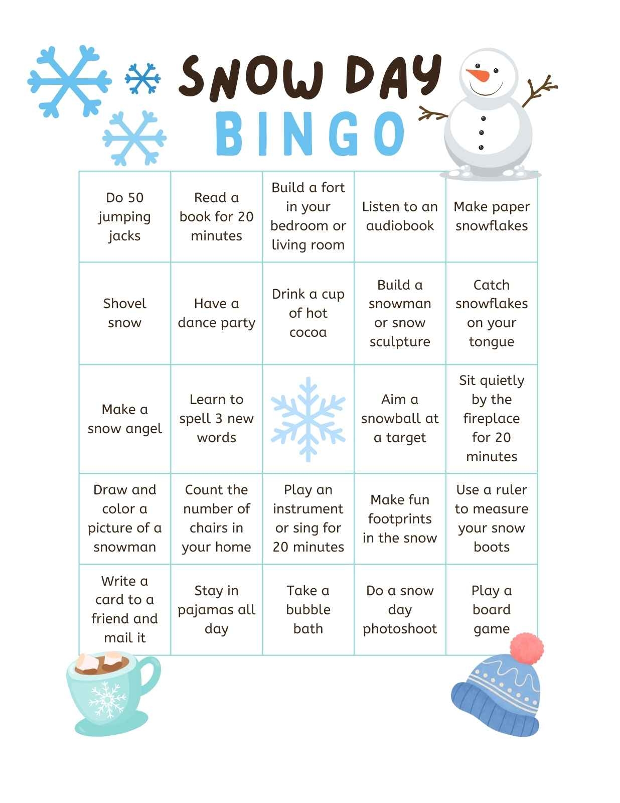 Free Printable Snow Day Worksheets