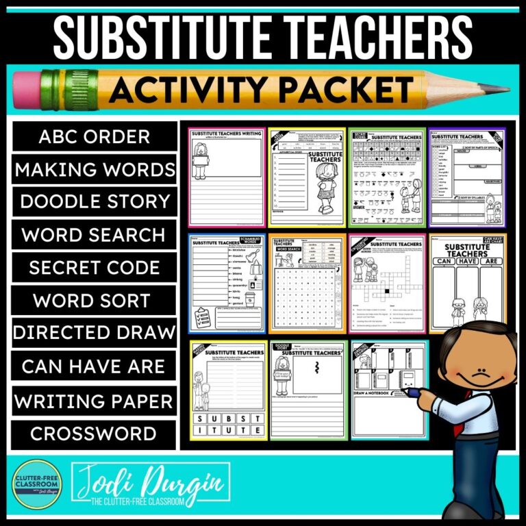 Substitute Teacher Activities For 1st 5th Grade In 2026 Teaching With Jodi Durgin And Company