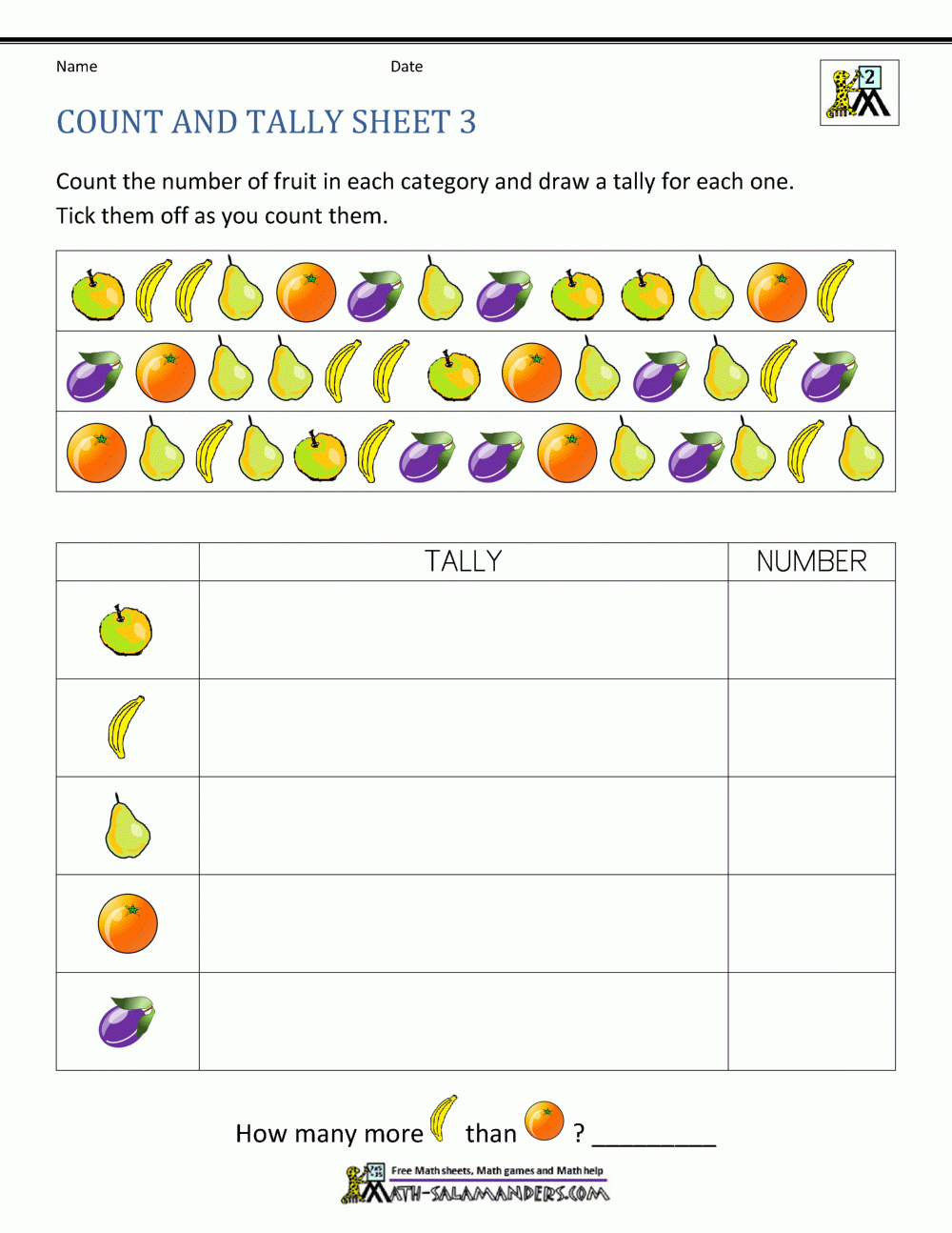 Free Printable Tally Mark Worksheets