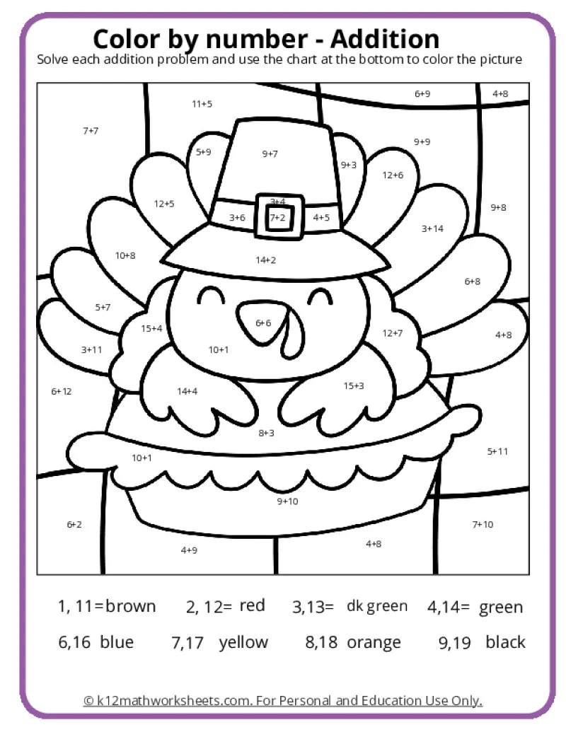 Thanksgiving Math Worksheets Free Printable