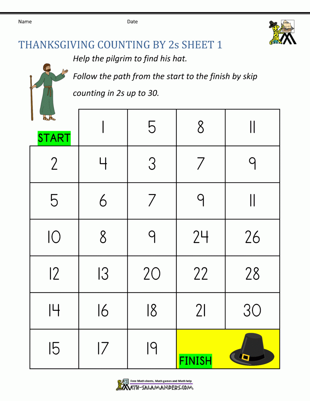 Free Printable Thanksgiving Subtraction Worksheets