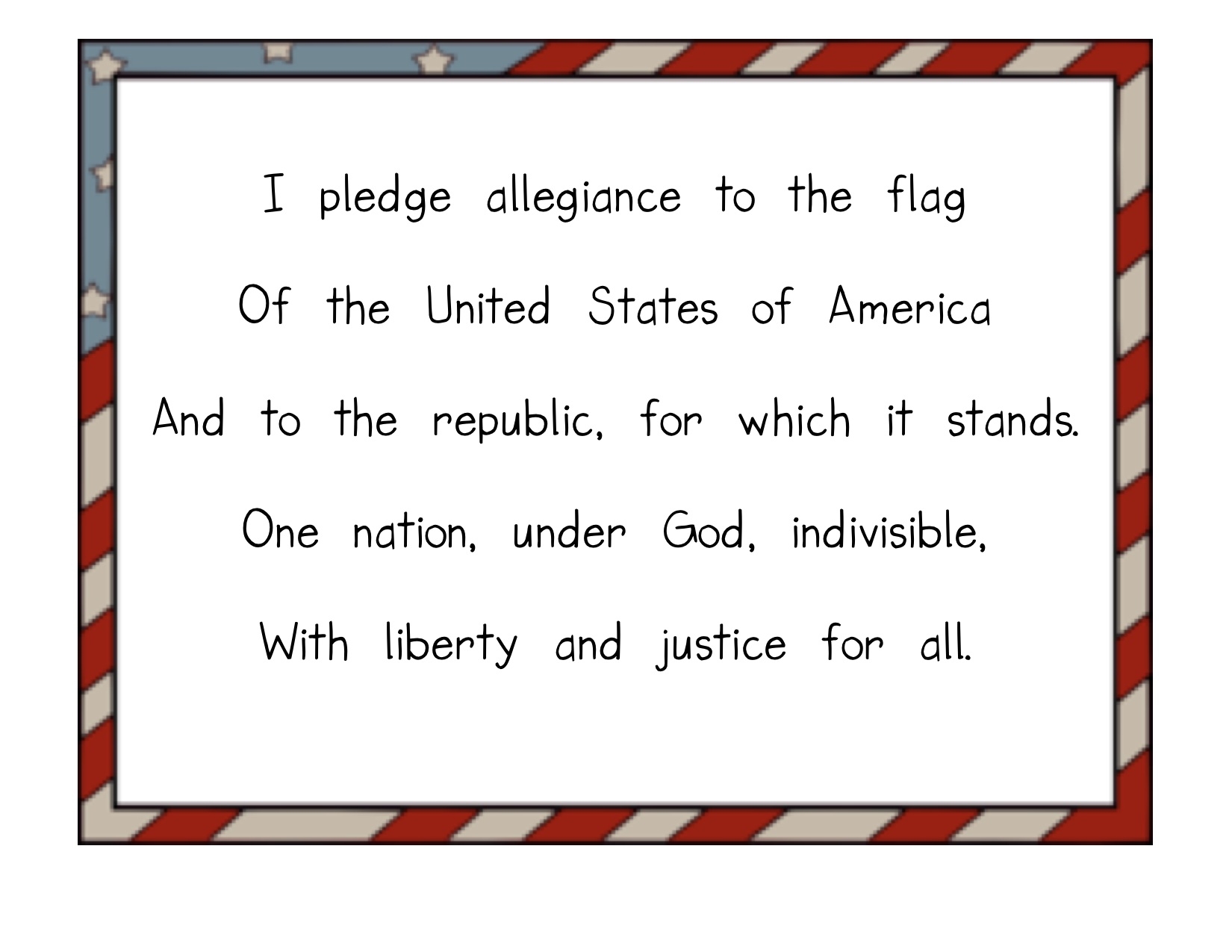 Pledge Of Allegiance Preschool Printable Pledge Of Allegiance Preschool Printable