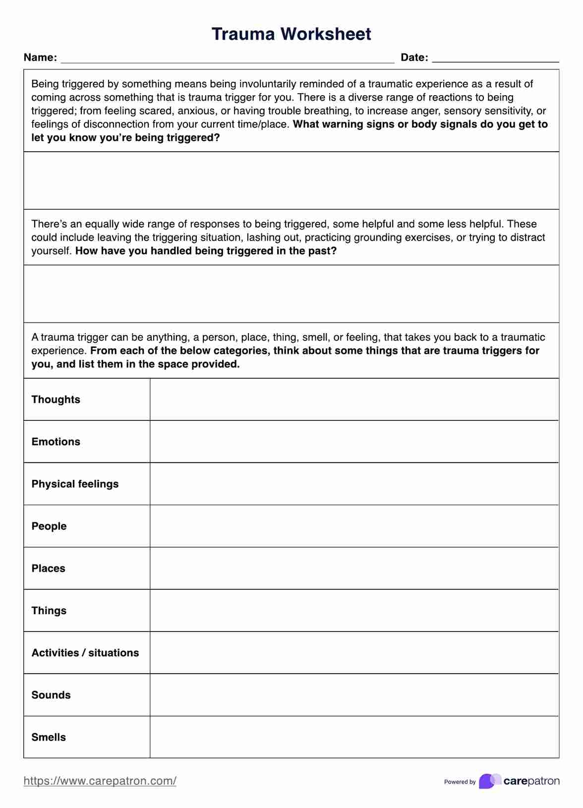 Free Printable Trauma Worksheets Free Printable Trauma Worksheets