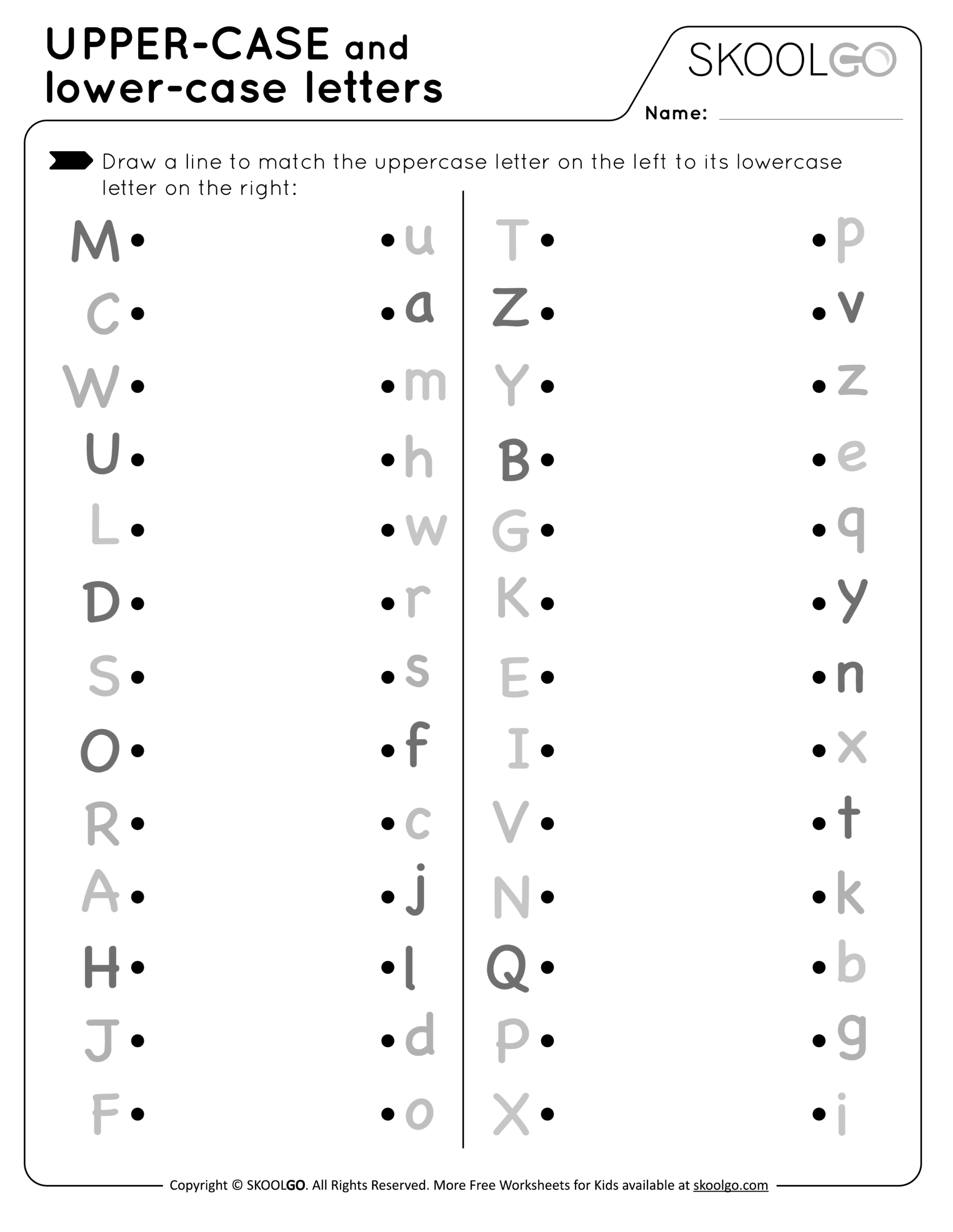 Alphabet Uppercase And Lowercase Worksheet Alphabet Uppercase And Lowercase Worksheet