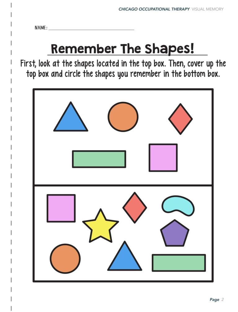 Visual Perceptual Activity Worksheets Chicago Occupational Therapy Worksheets Library