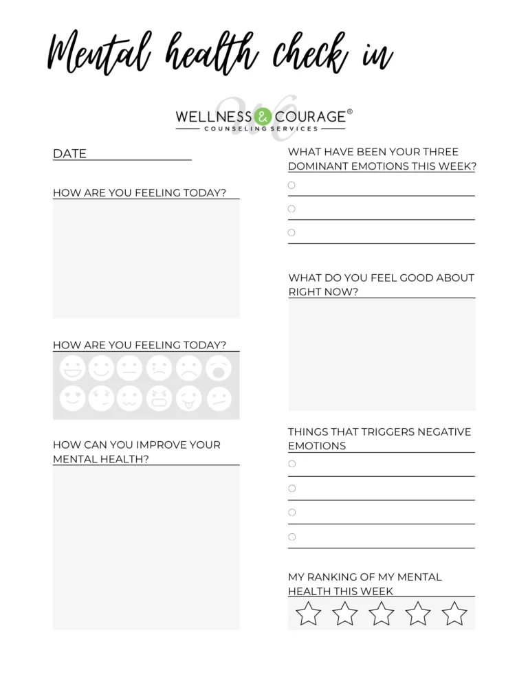 Wellness U0026 Courage Self Guided Worksheets Wellness U0026 Courage