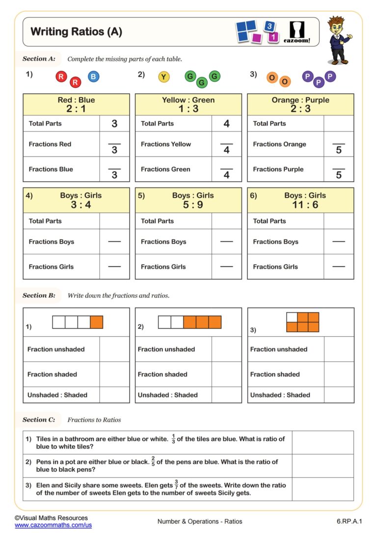 Writing Ratios A Worksheet 6th Grade PDF Worksheets Cazoom Math