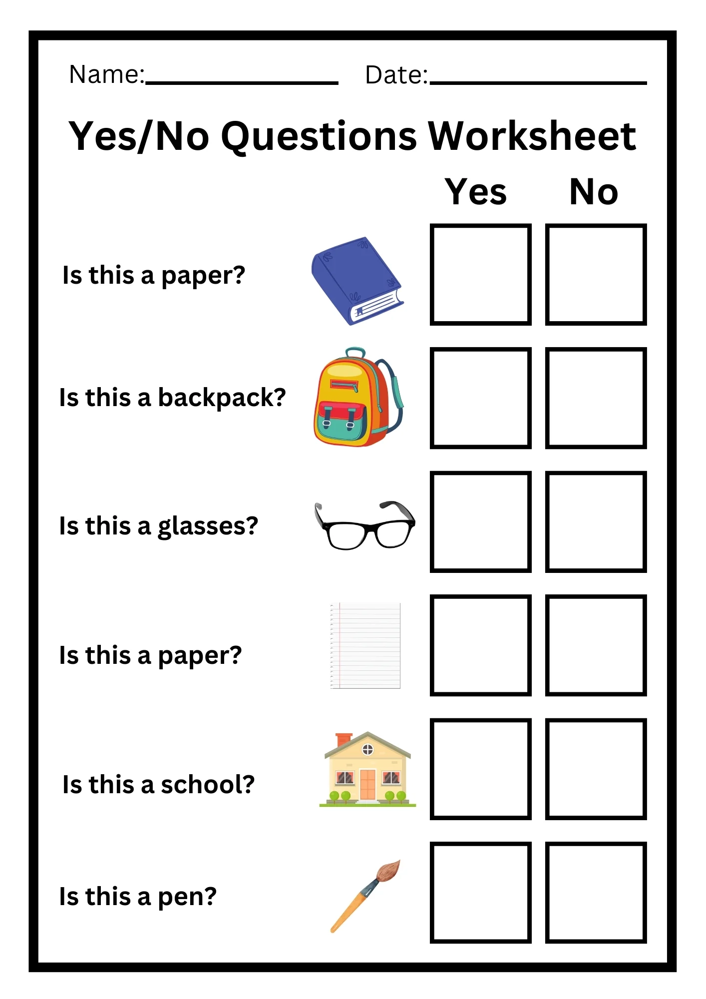 Yes No Questions Worksheets Printable Yes No Questions Worksheets Printable